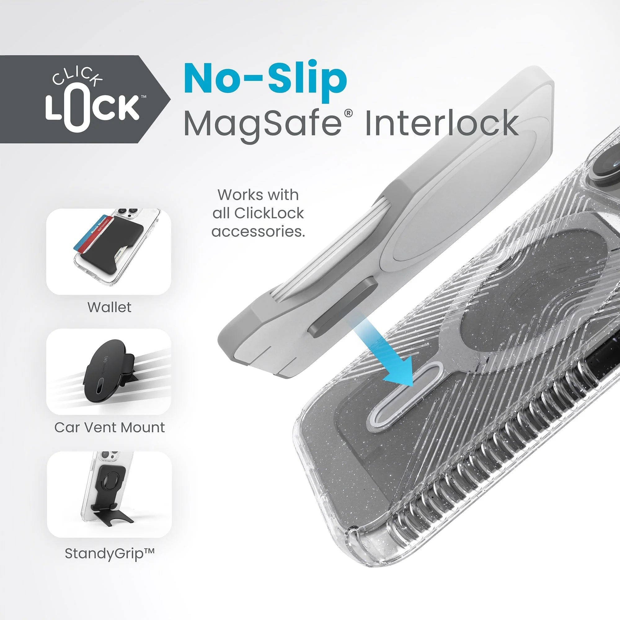 Presidio Lux Glitter Grip MagSafe with ClickLock iPhone 15 Pro Cases - Image 2