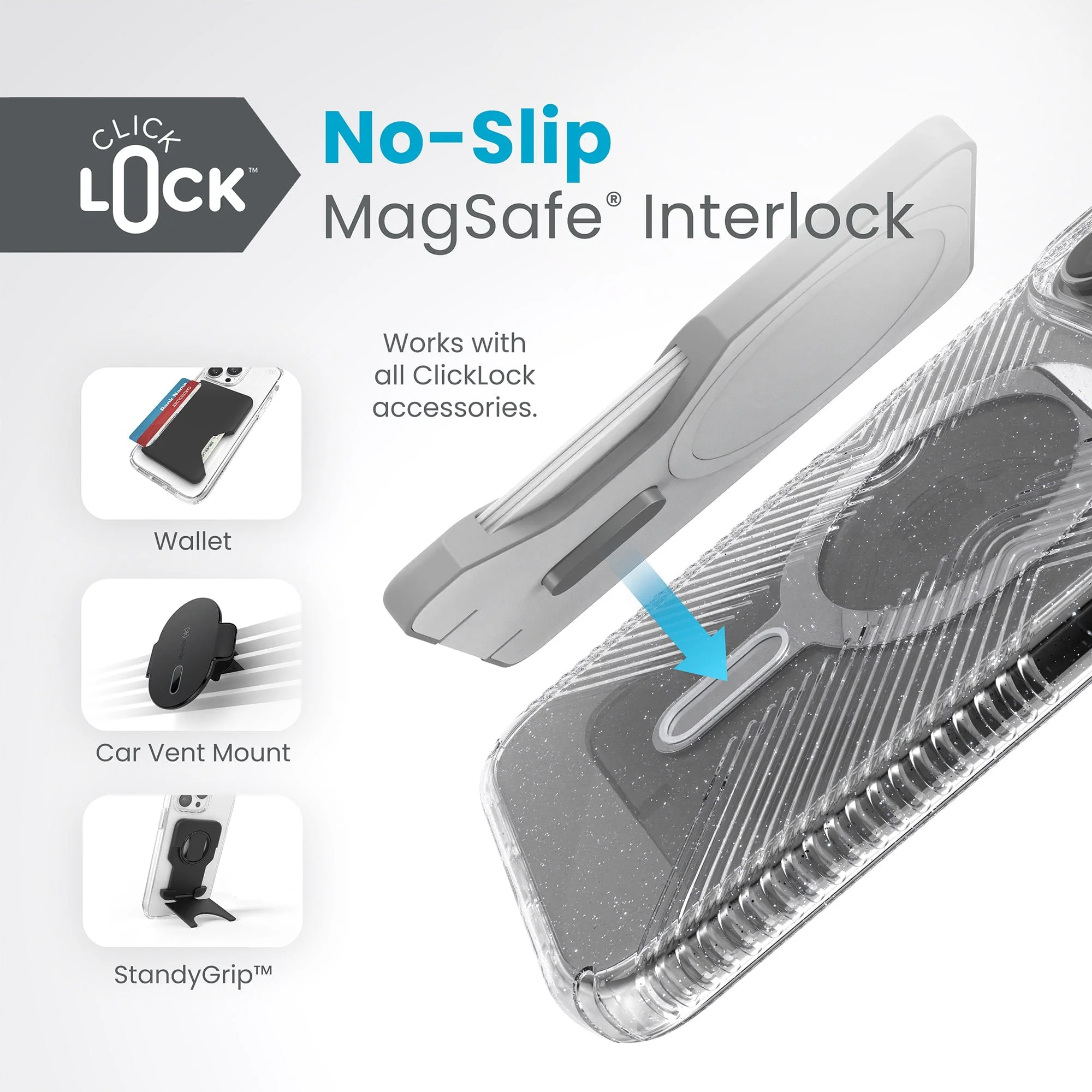 Presidio Lux Glitter Grip MagSafe with ClickLock iPhone 15 Pro Max Cases - Image 2