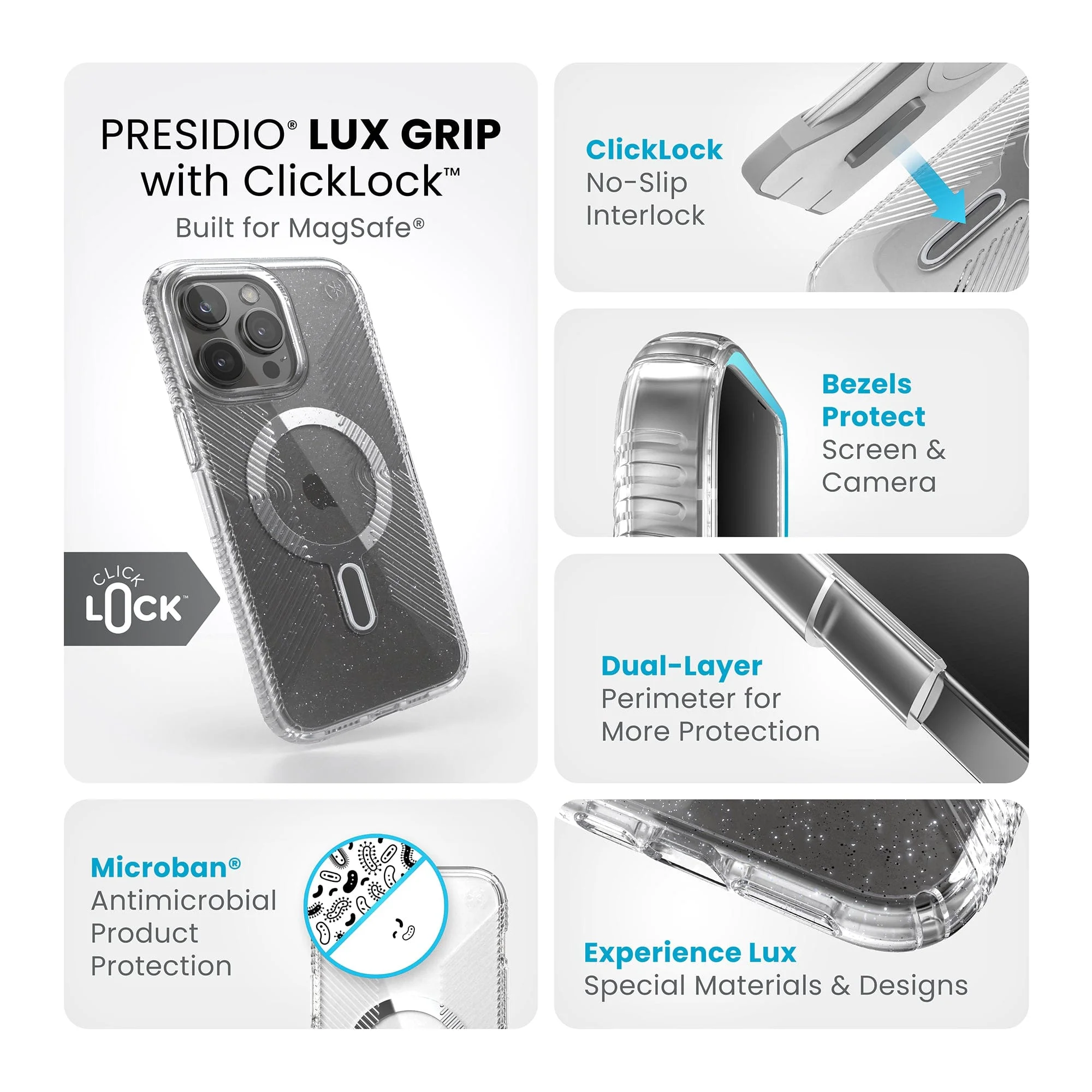 Presidio Lux Glitter Grip MagSafe with ClickLock iPhone 15 Pro Max Cases - Image 9