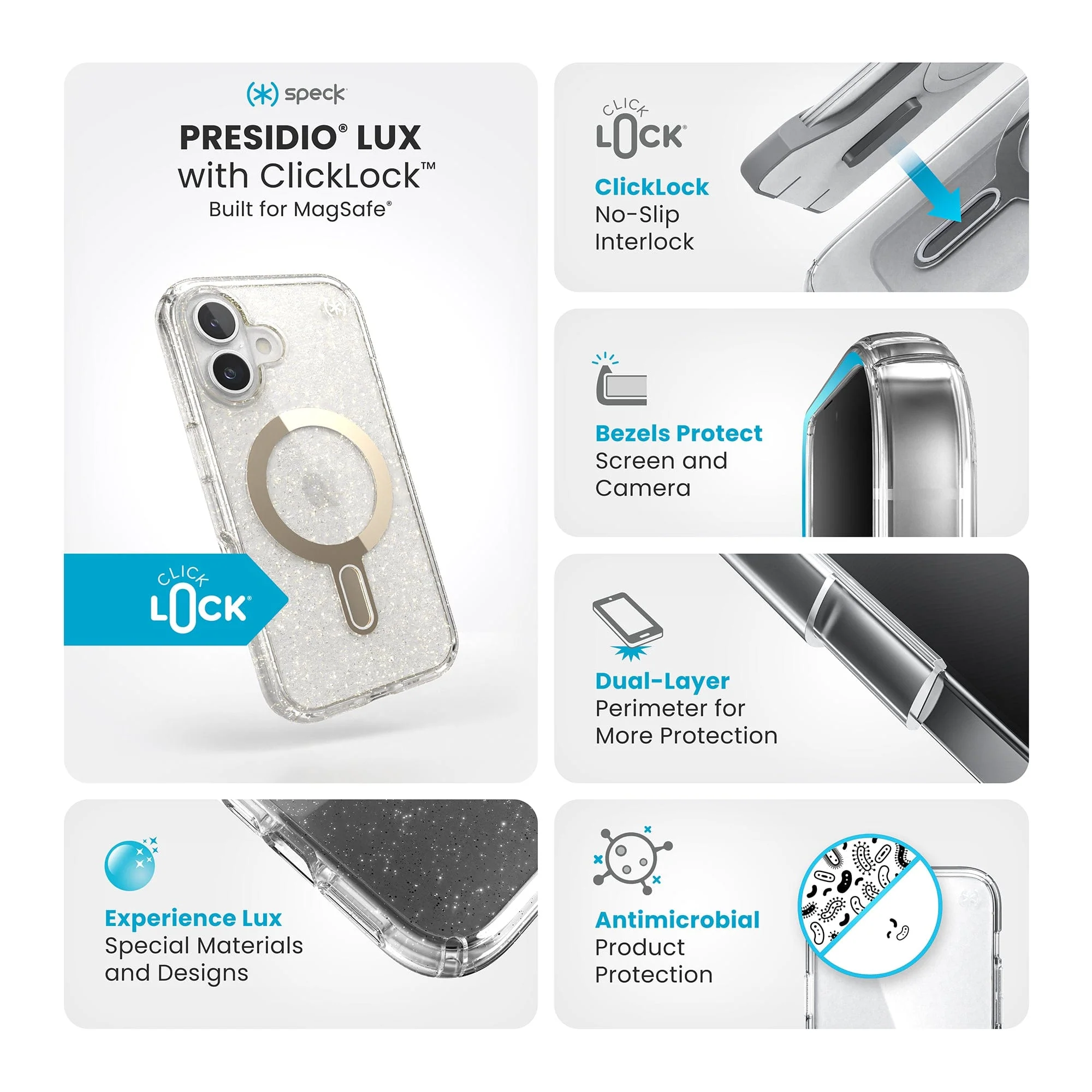 Presidio Lux Glitter MagSafe with ClickLock Apple iPhone 16 Case - Image 10