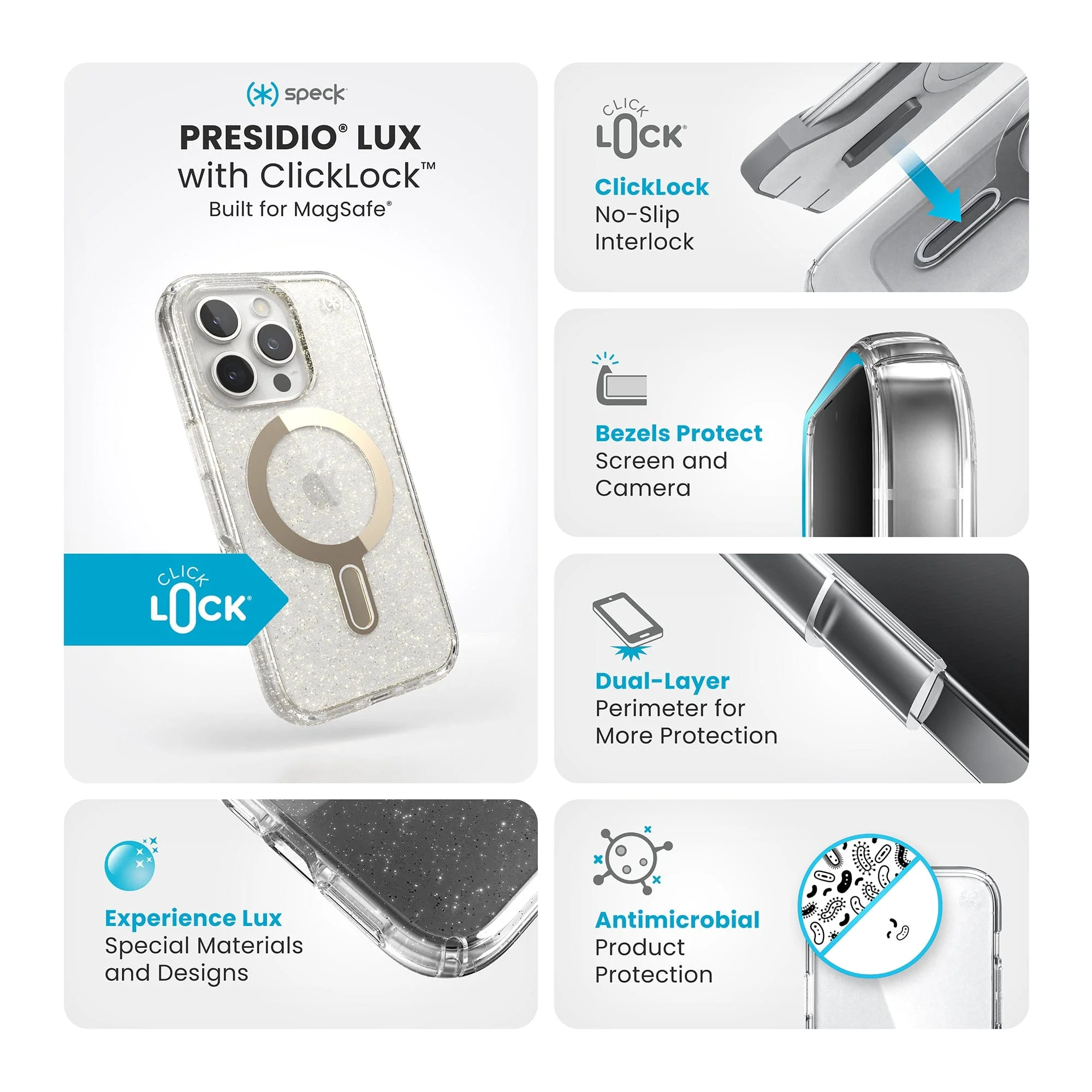 Presidio Lux Glitter MagSafe with ClickLock Apple iPhone 16 Pro Case - Image 10