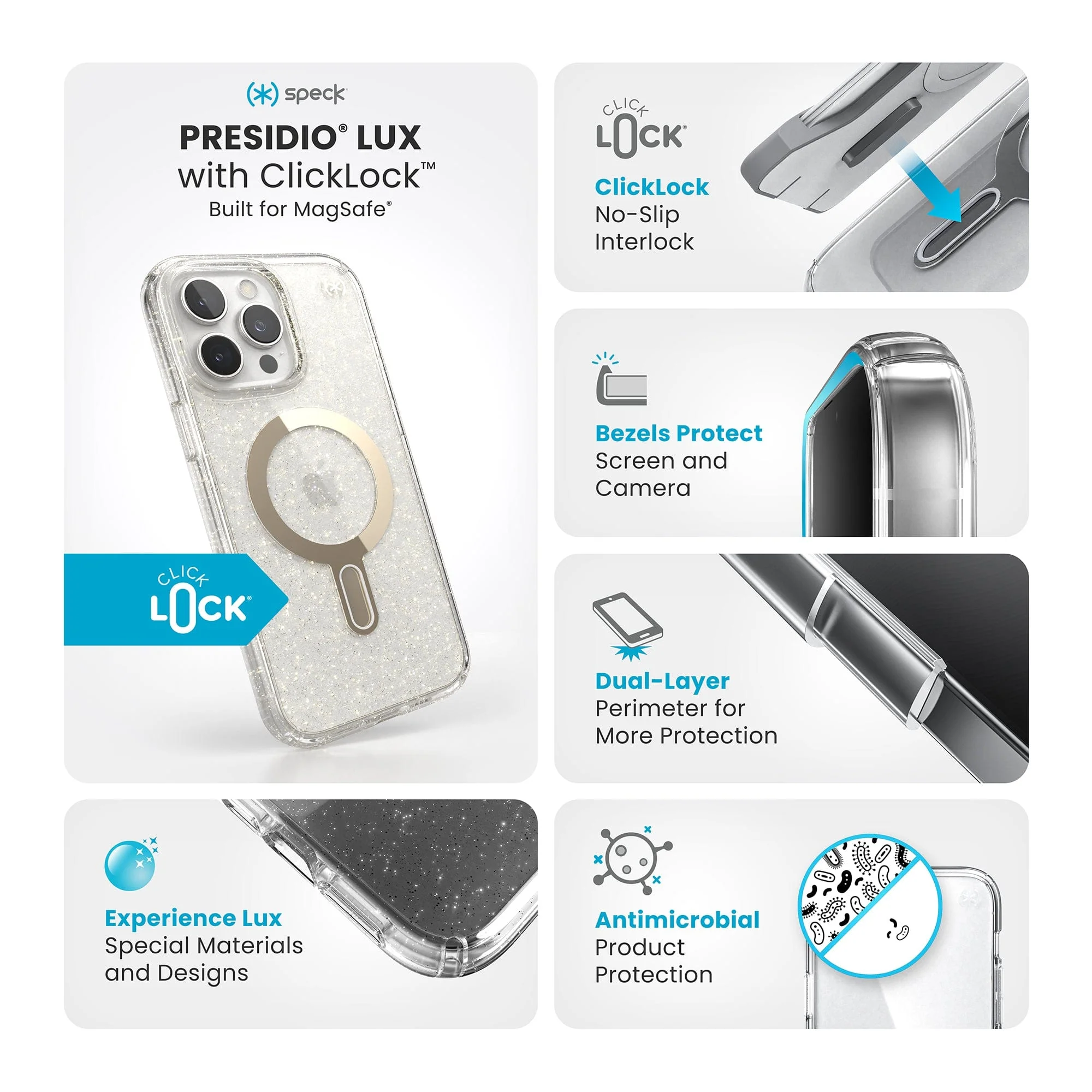 Presidio Lux Glitter MagSafe with ClickLock Apple iPhone 16 Pro Max Case - Image 10