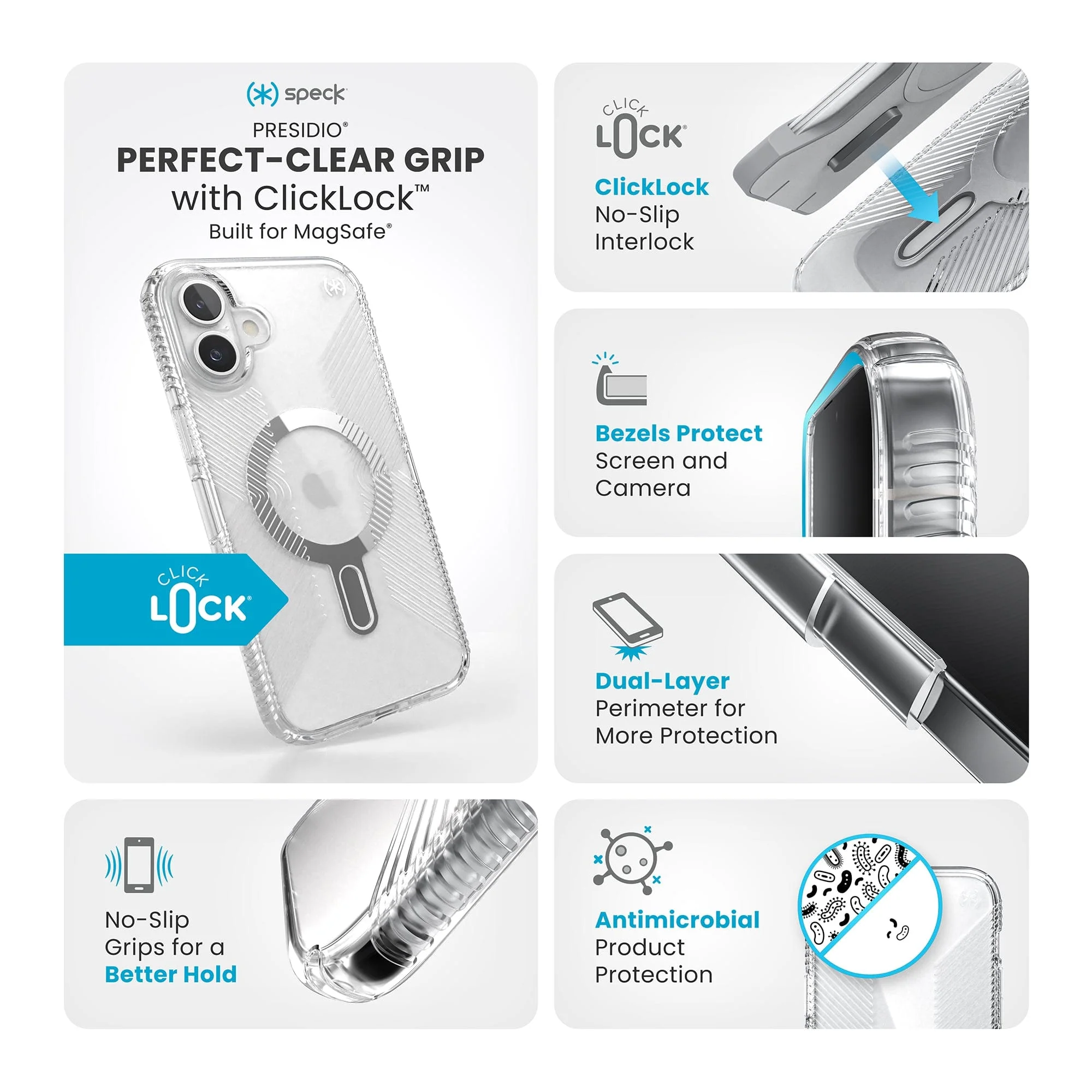 Presidio Perfect-Clear Grip MagSafe with ClickLock Apple iPhone 16 Plus Case - Image 10