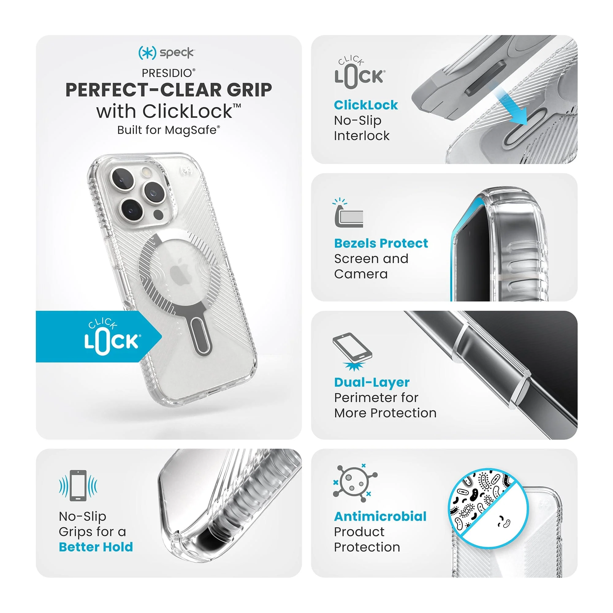 Presidio Perfect-Clear Grip MagSafe with ClickLock Apple iPhone 16 Pro Case - Image 10