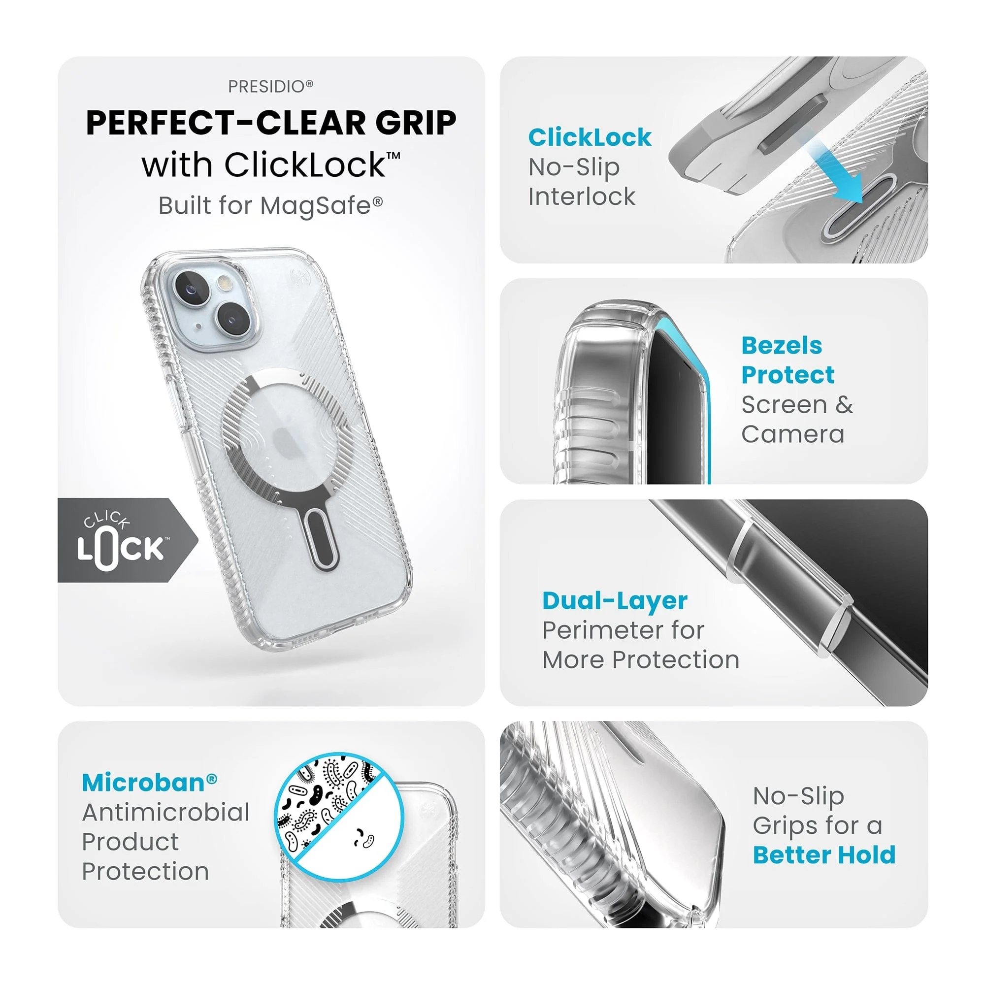 Presidio Perfect-Clear Grip MagSafe with ClickLock Apple iPhone 15 Case - Image 9