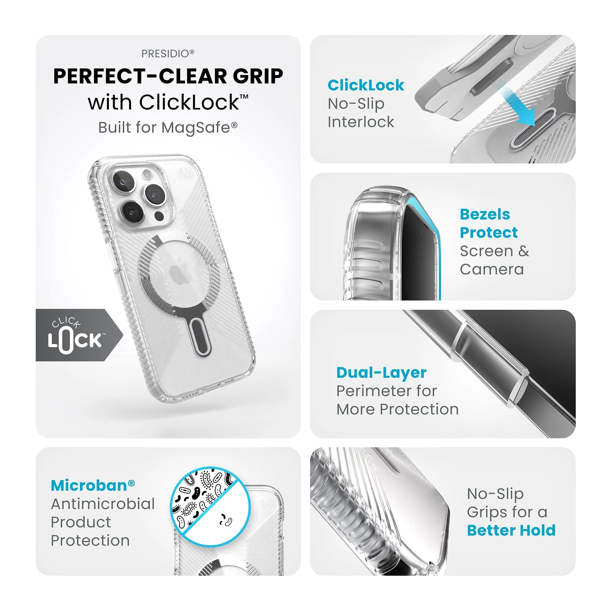 Presidio Perfect-Clear Grip MagSafe with ClickLock iPhone 15 Pro Cases - Image 9