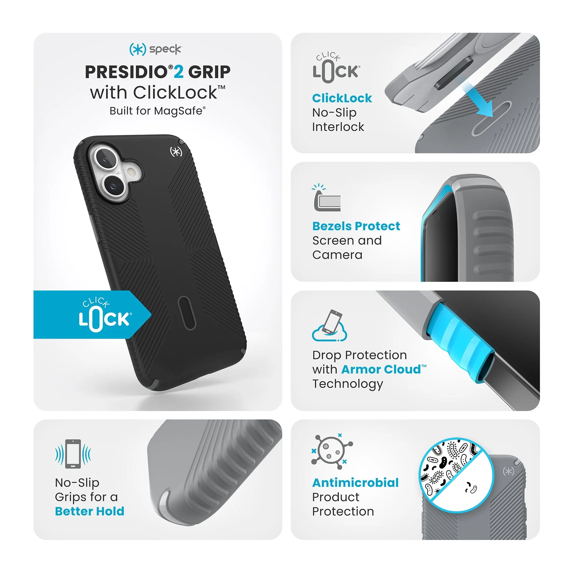 Presidio2 Grip MagSafe with ClickLock Apple iPhone 16 Plus Case - Image 30