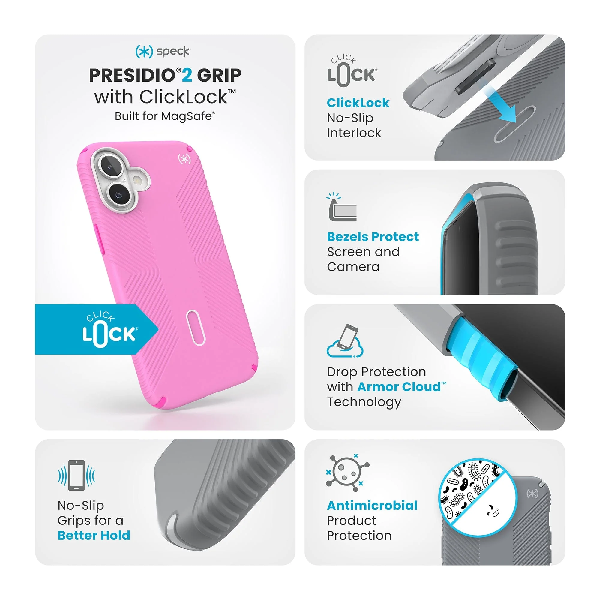 Presidio2 Grip MagSafe with ClickLock Apple iPhone 16 Plus Case - Image 40