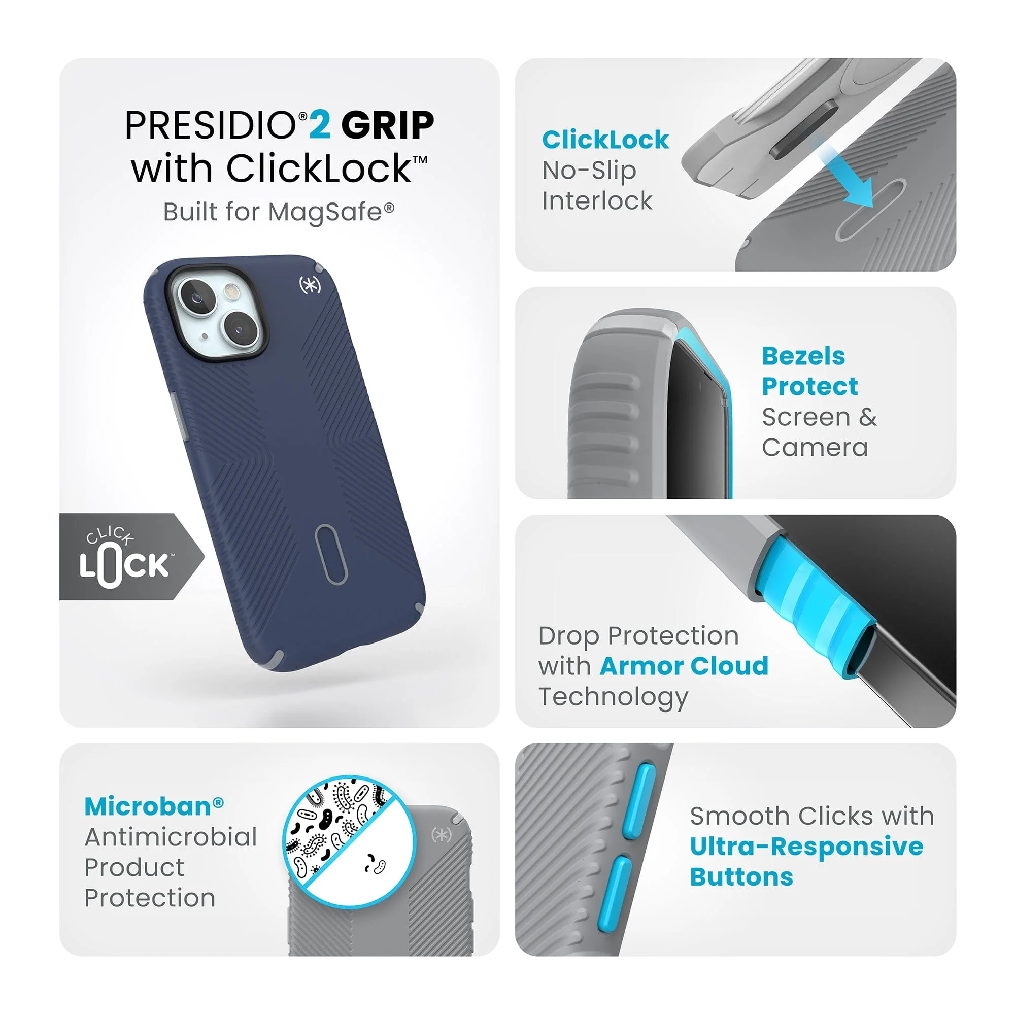 Presidio2 Grip MagSafe with ClickLock Apple iPhone 15 Case - Image 27