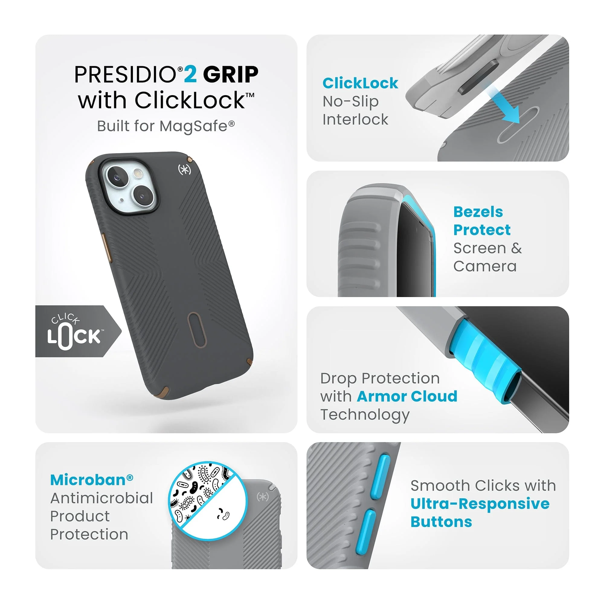 Presidio2 Grip MagSafe with ClickLock Apple iPhone 15 Case - Image 45