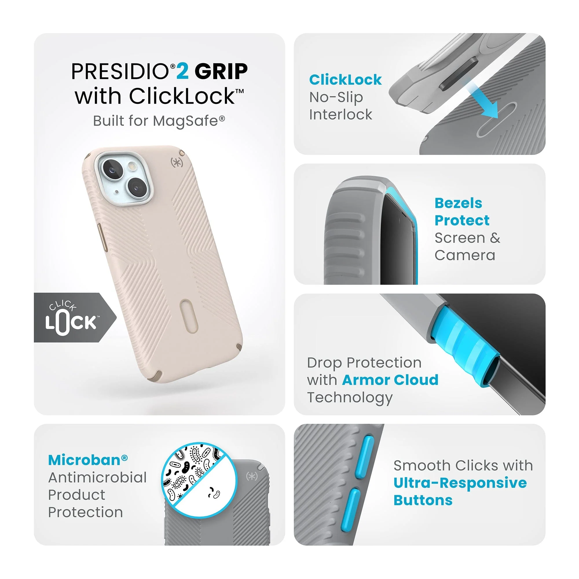 Presidio2 Grip MagSafe with ClickLock Apple iPhone 15 Case - Image 63