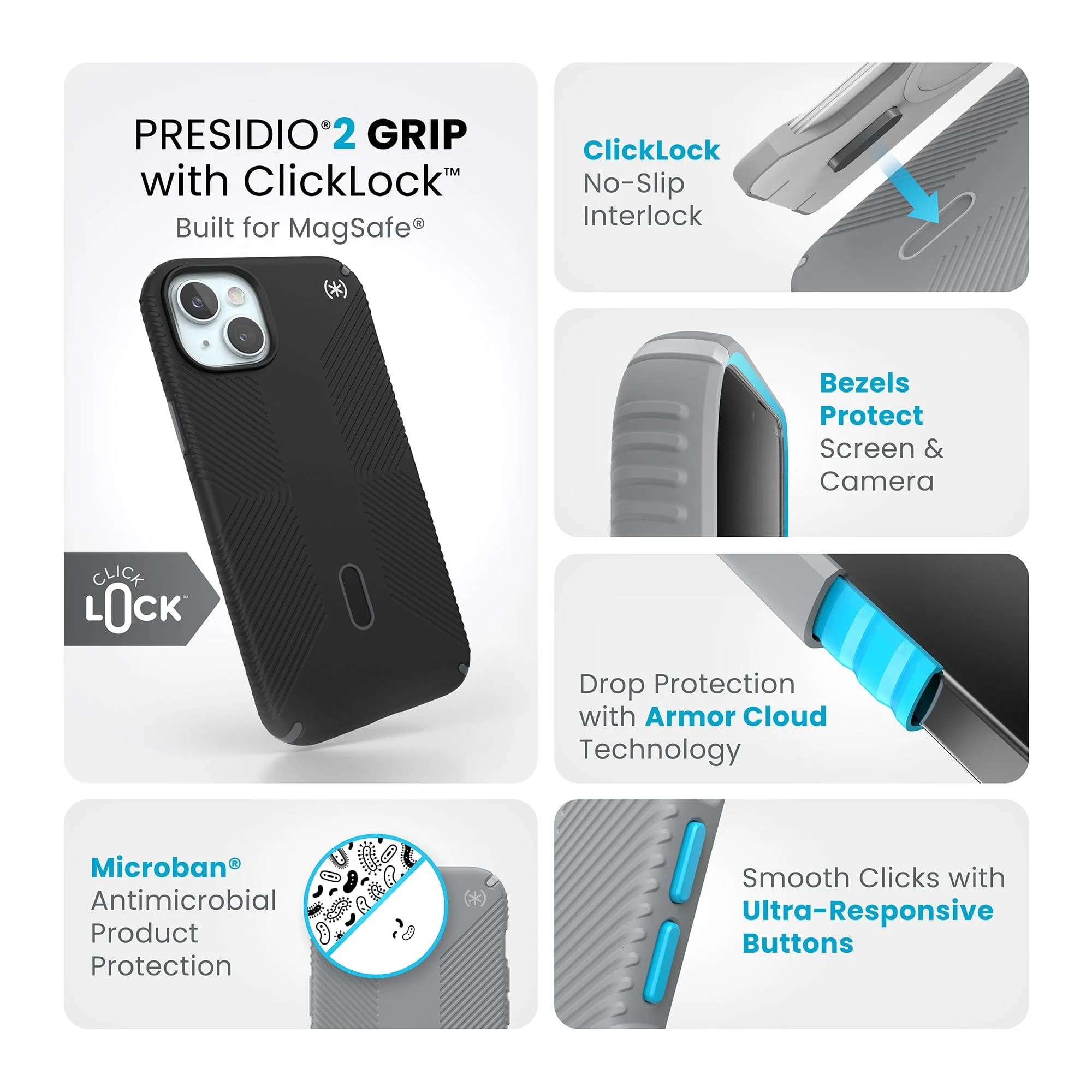 Presidio2 Grip MagSafe with ClickLock iPhone 15 Plus Cases - Image 17